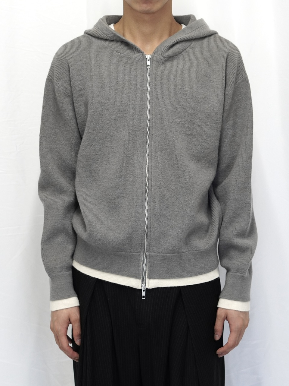 CS】layered knit zip hoodie(gray) | OUR BRAND,Chikashitsu +