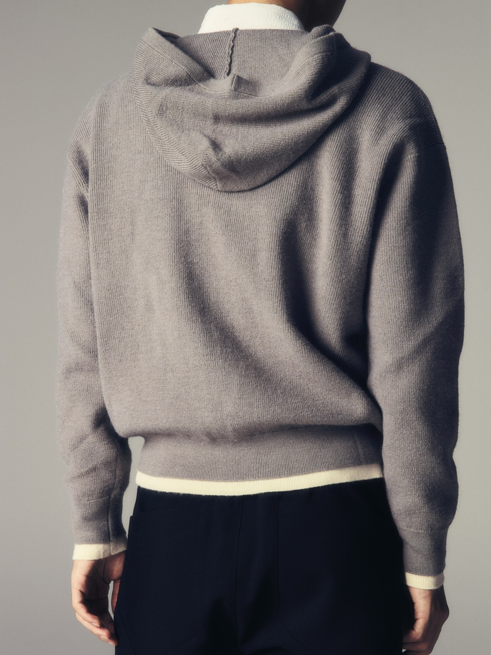 CS】layered knit zip hoodie (gray) | OUR BRAND,Chikashitsu +