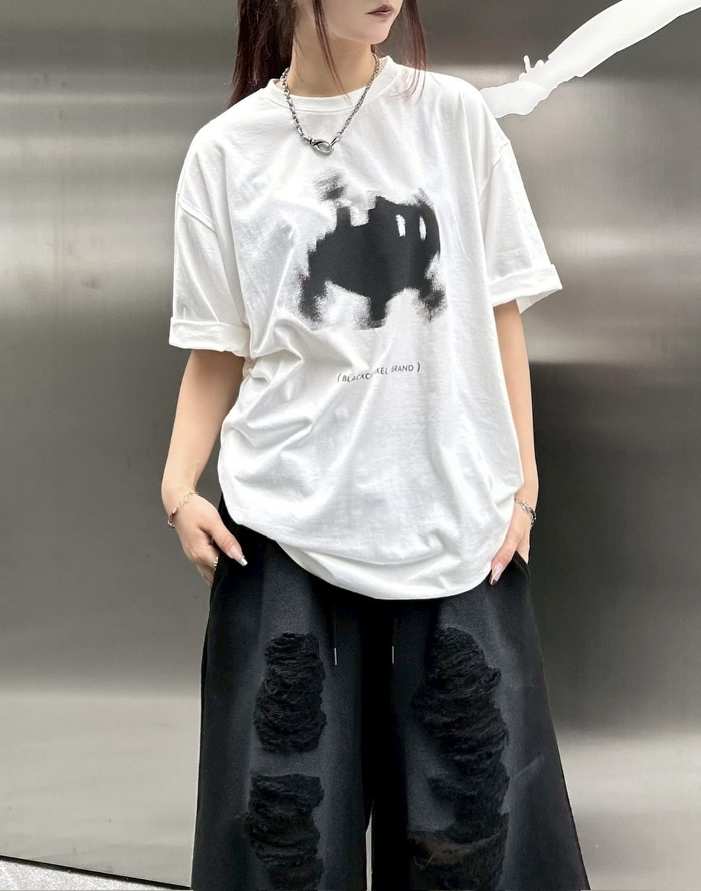 大阪店WEB限定受注制【Chikashitsu +】oversized pixel cats t