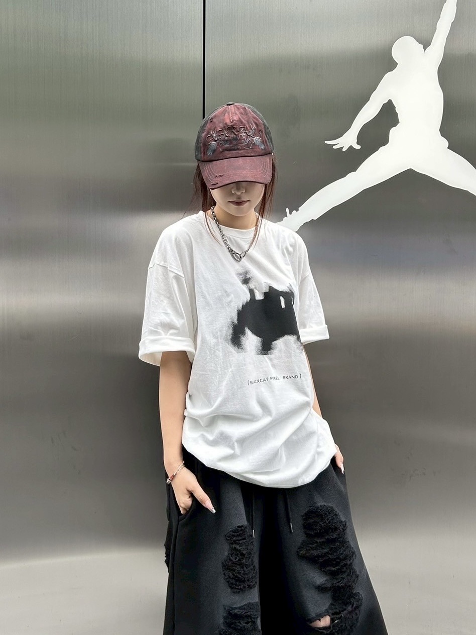 ひろっちです 大阪店WEB限定受注制【Chikashitsu +】oversized pixel cats t-shirt
