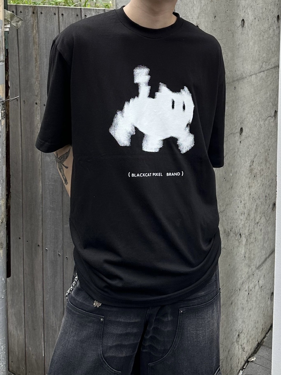 大阪店WEB限定受注制【Chikashitsu +】oversized pixel cats t-shirt