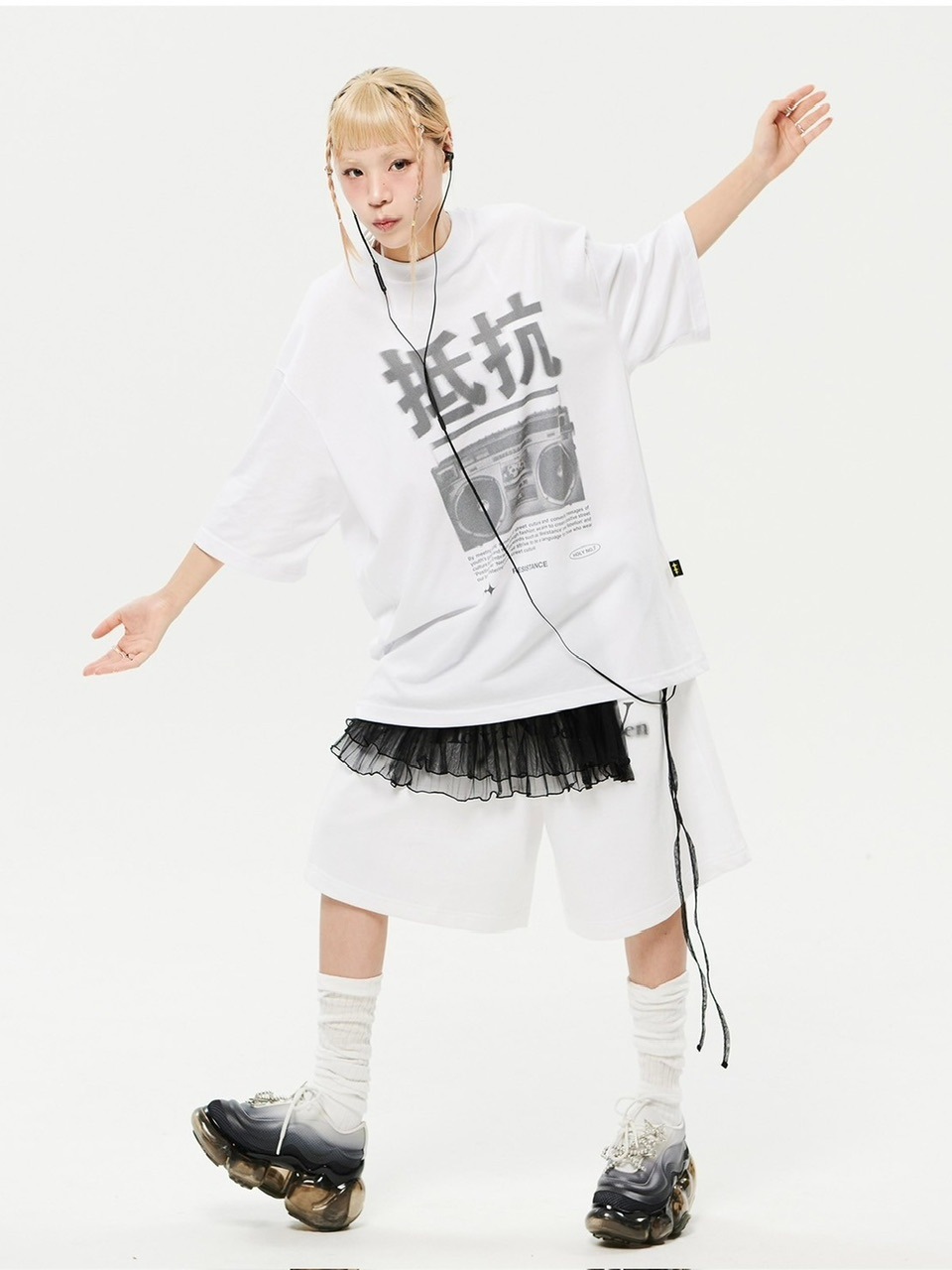 HOLY NUMBER 7】Oversized Hip Hop WIDE fit Graphics SHORT PANTS