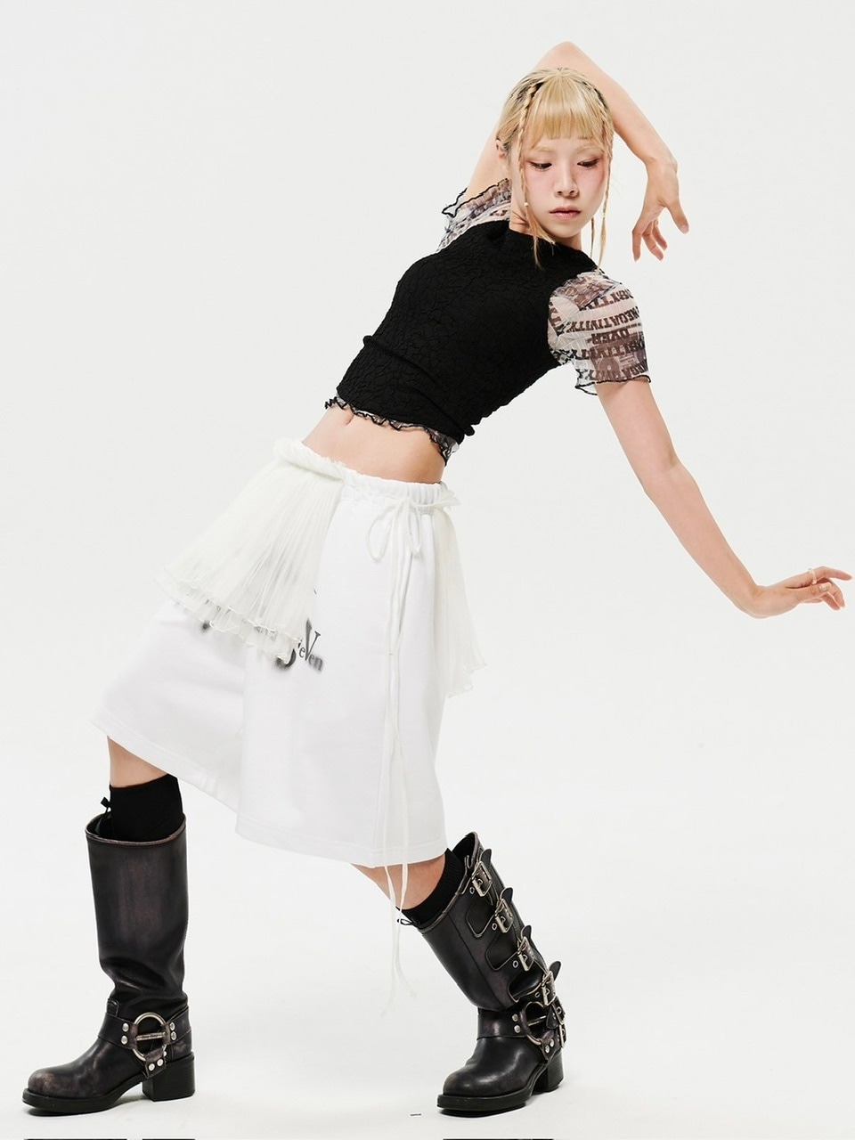 HOLY NUMBER 7】Oversized Hip Hop WIDE fit Graphics SHORT PANTS