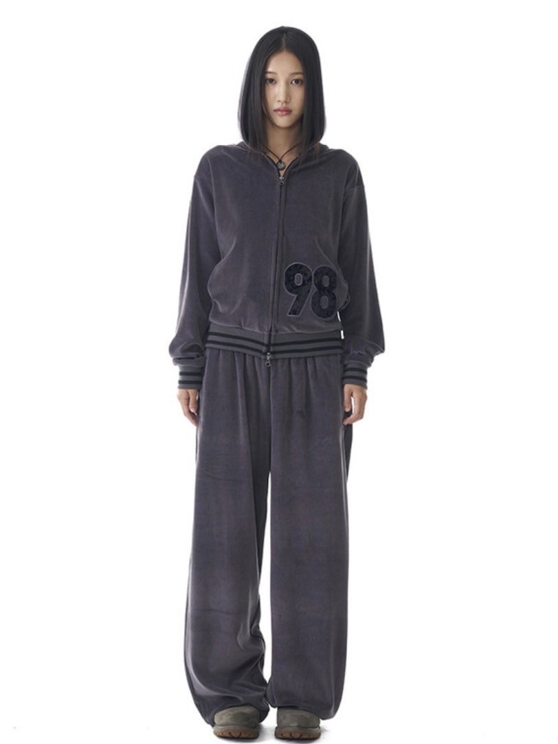 AAKAM】98 Patch Velour Zip-Up Hoodie | OUR BRAND,AAKAM | PRESSING