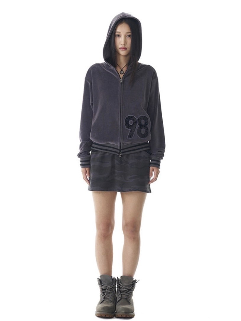 AAKAM】98 Patch Velour Zip-Up Hoodie | OUR BRAND,AAKAM
