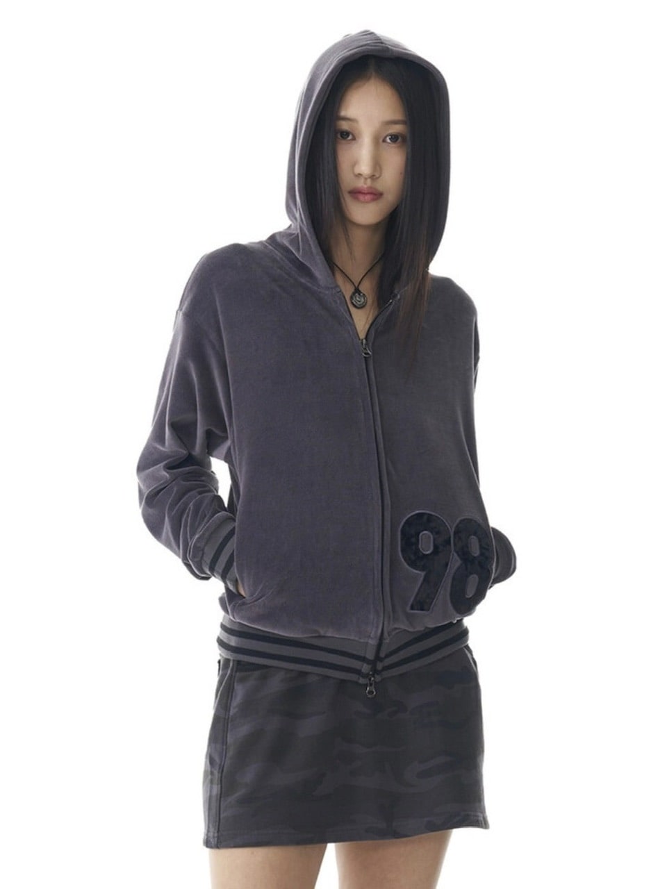 AAKAM】98 Patch Velour Zip-Up Hoodie | OUR BRAND,AAKAM | PRESSING