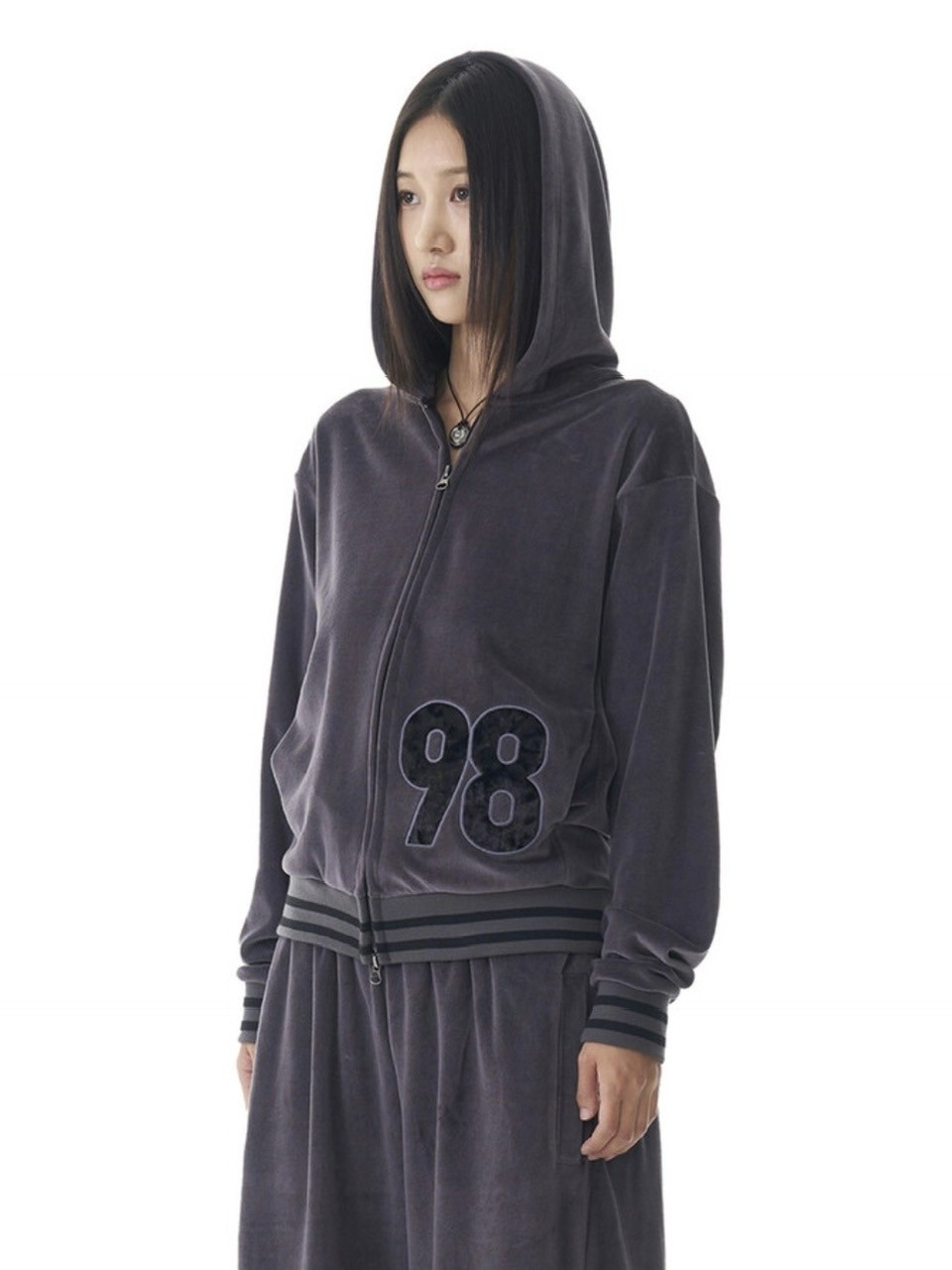 AAKAM】98 Patch Velour Zip-Up Hoodie | OUR BRAND,AAKAM