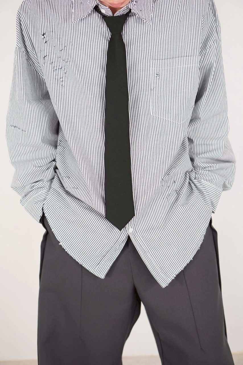 受注制【Chikashitsu +】vintage like stripe shirt | OUR BRAND
