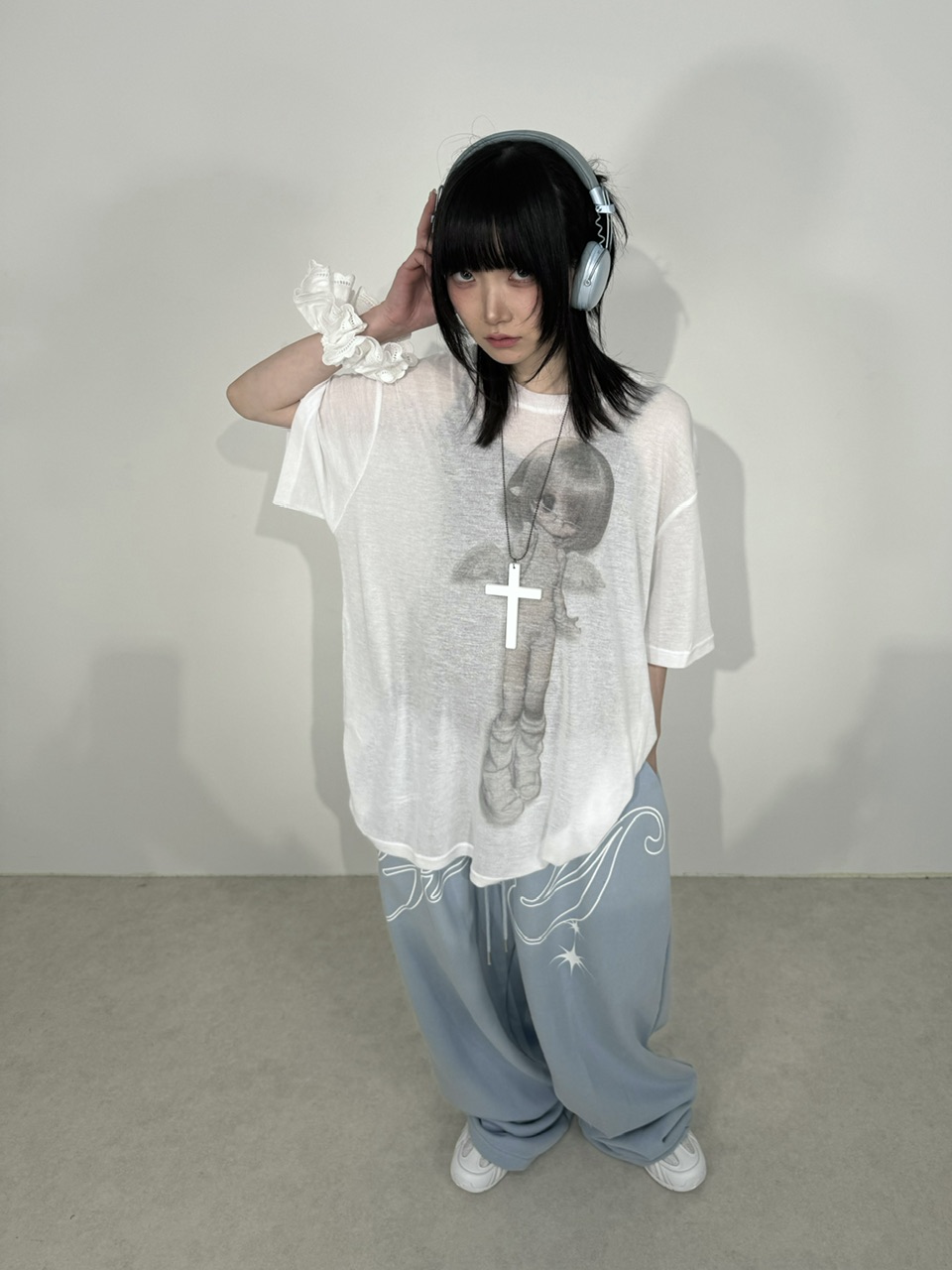 トップス Girl is angel see-through tee Nerd out XU】Girl is angel see-through tee (2color) | OUR