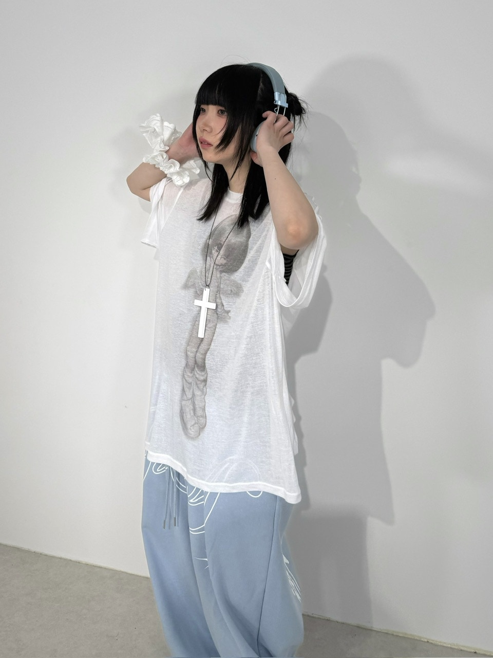 トップス Girl is angel see-through tee Nerd out XU】Girl is angel see-through tee (2color) | OUR