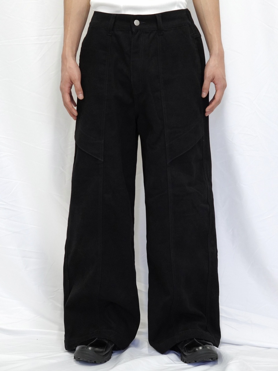 CS】cotton wide twill pants (black) | OUR BRAND,Chikashitsu
