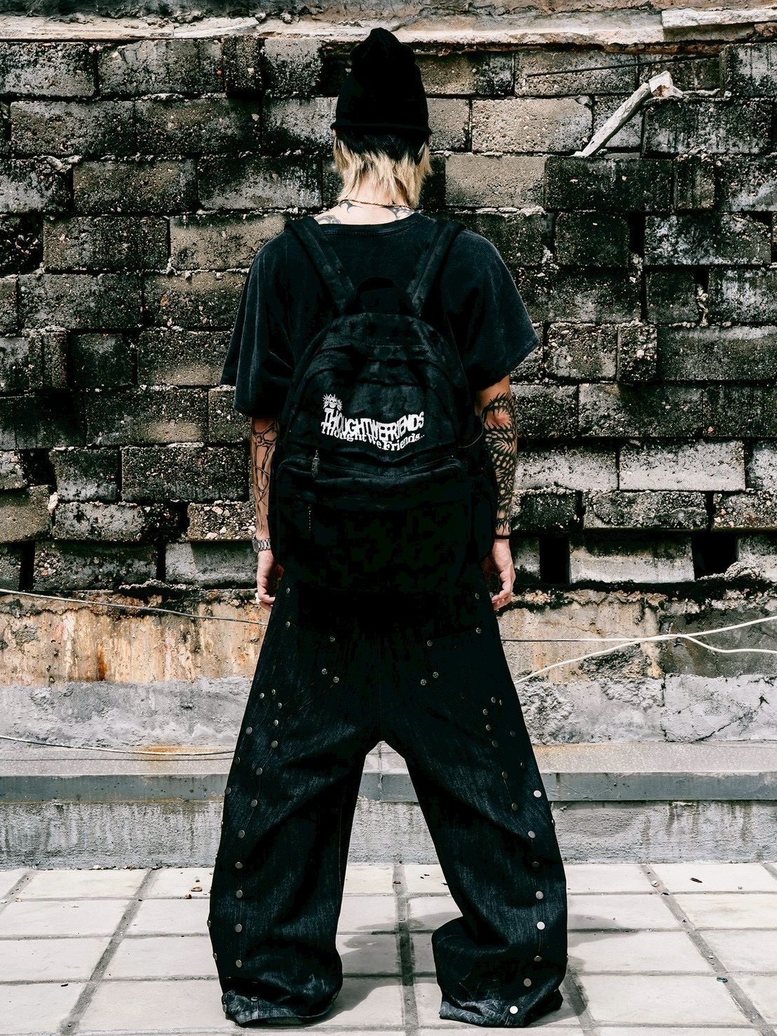 【Thought We Friends】Devlin Distressed Baggy Denims with Studs
