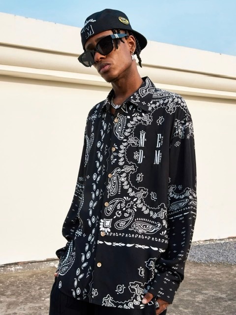 トップス WAX \"Paisley shirts L 楽天市場】[送料無料]GOLD : PAISLEY PATTERN INDIGO VELVETEEN OPEN