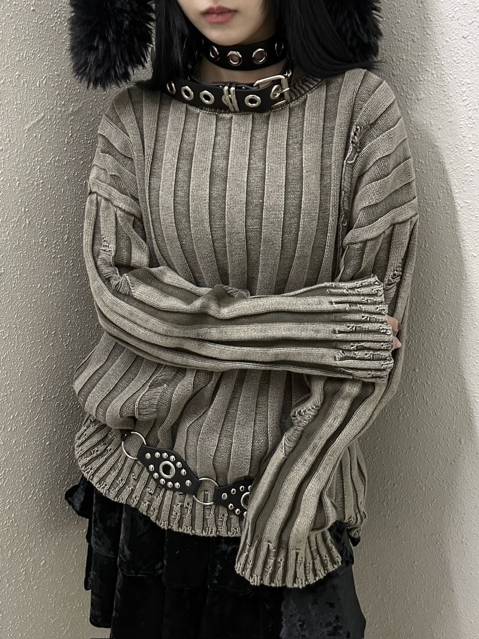 受注制【XU DOG】dyeing damage knit (2color) | OUR BRAND,XU
