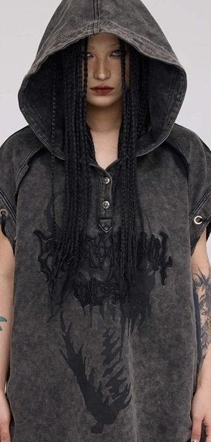 PERSONSOUL】Button Collar Hooded Sleeveless Sweatshirt | OUR