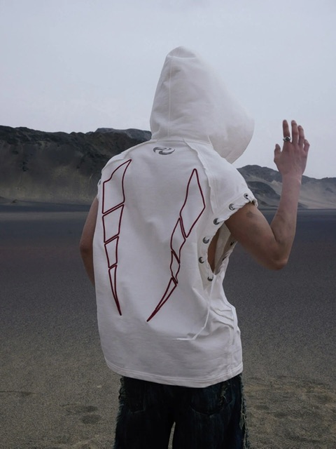 PERSONSOUL BUTTON COLLAR HOODED 箱あり可能 PERSONSOUL】Button Collar Hooded Sleeveless Sweatshirt | OUR