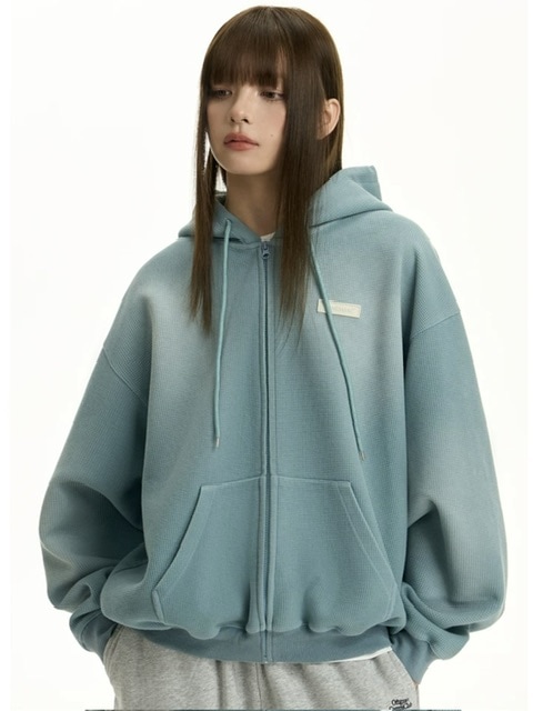 TGNS】Washed Gradient Waffle Zip Hoodie | OUR BRAND,TGNS