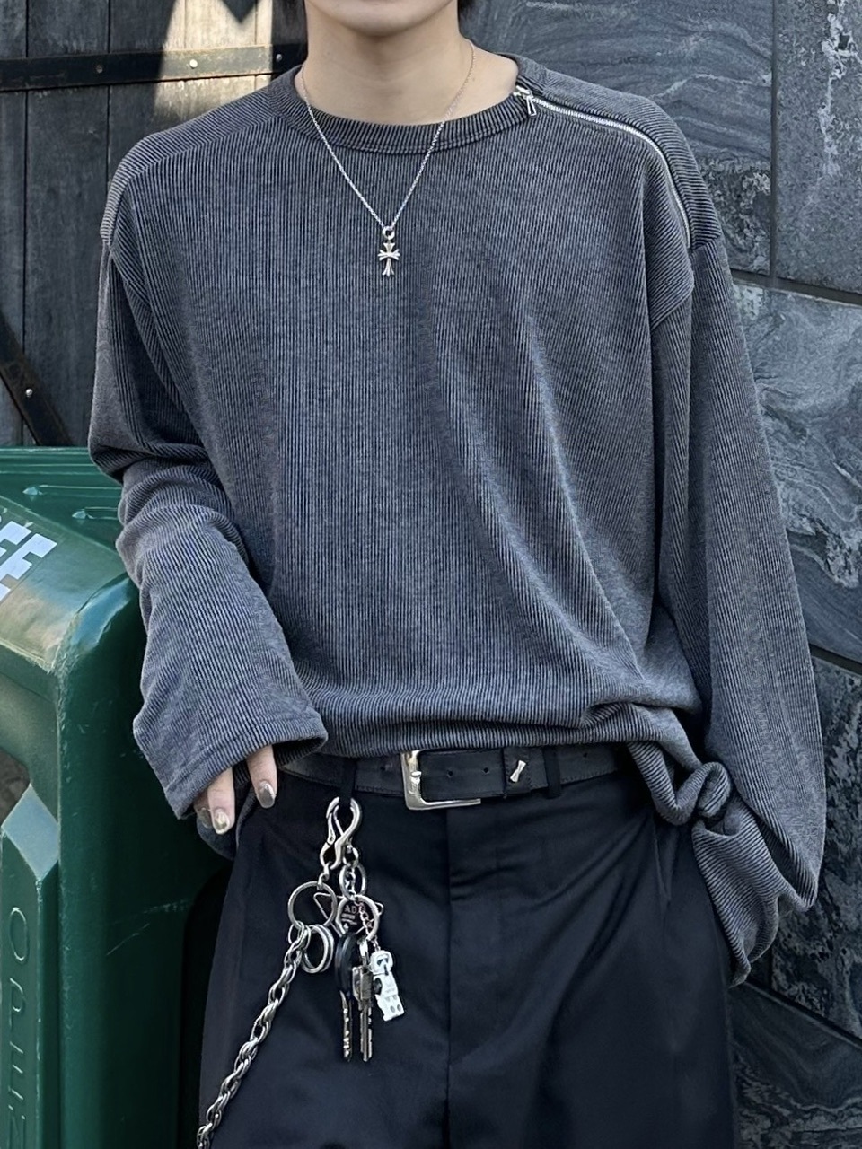限定Chikashitsu +shoulder zip long sleeve 大阪店WEB限定【Chikashitsu +】shoulder zip long sleeve