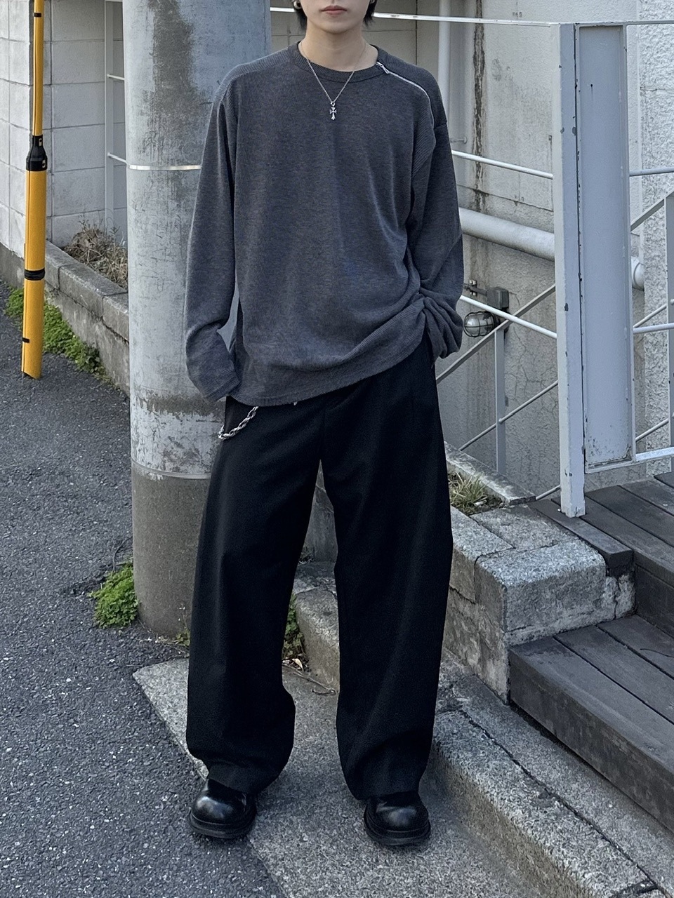 大阪店WEB限定【Chikashitsu +】shoulder zip long sleeve