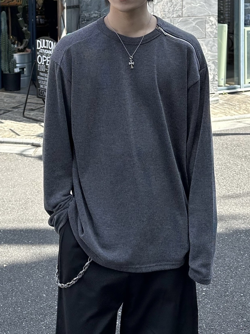 大阪店WEB限定【Chikashitsu +】shoulder zip long sleeve