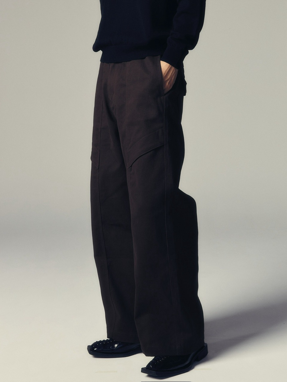 CS】cotton wide twill pants (brown) | OUR BRAND,Chikashitsu