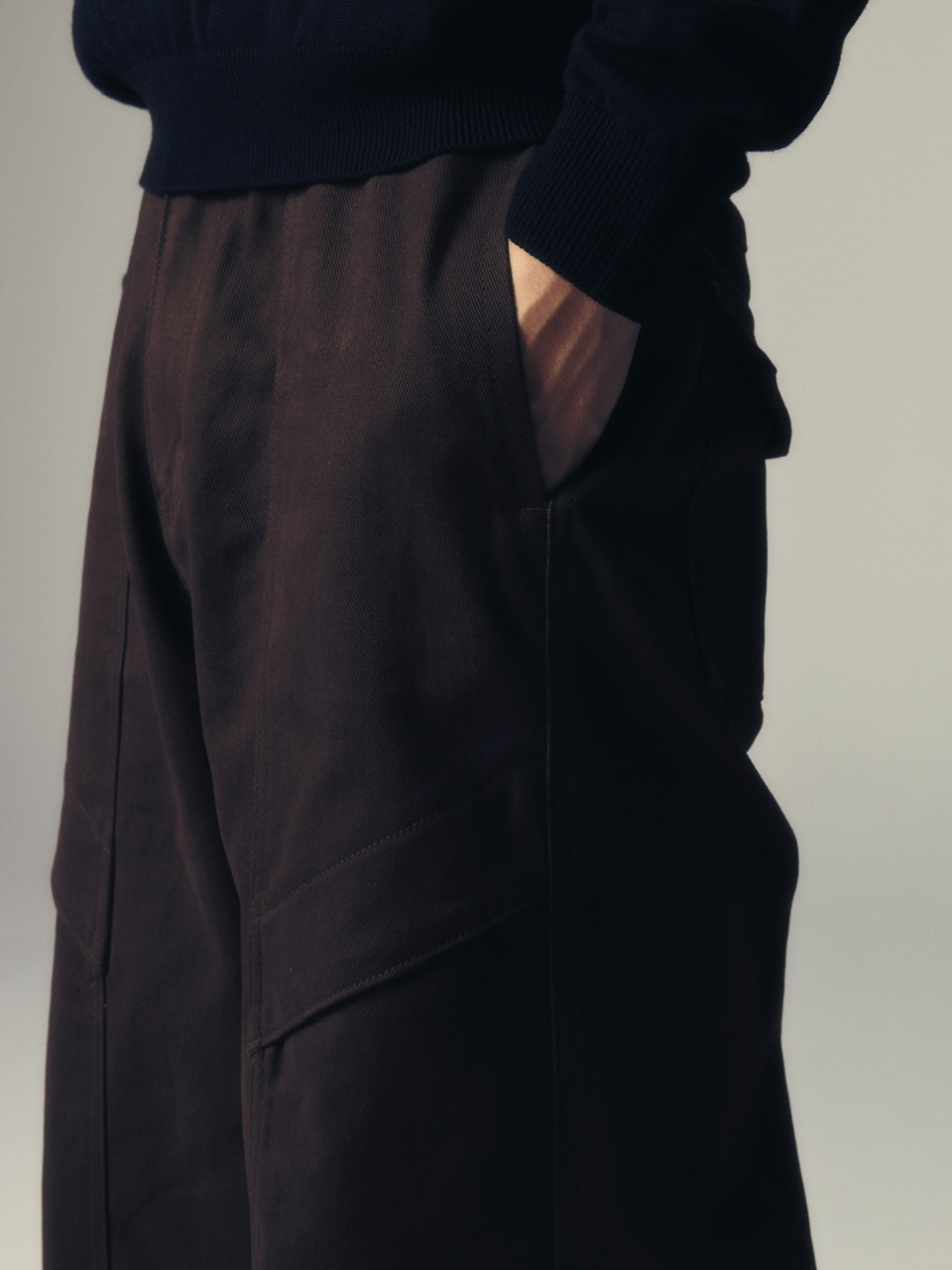 CS】cotton wide twill pants (brown) / 【シーエス】コットンワイド