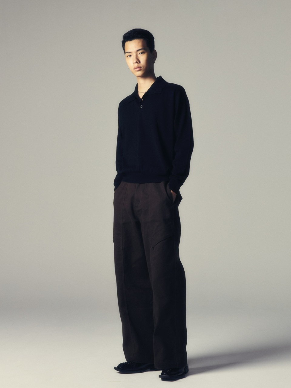 CS】cotton wide twill pants (brown) | OUR BRAND,Chikashitsu +,CS