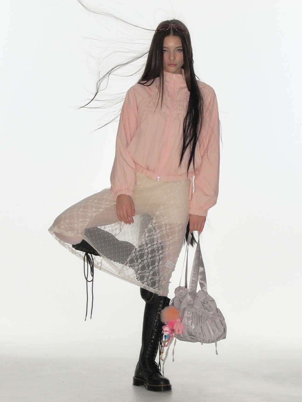CRANK リボン　ウインドブレーカー CRANK】RIBBON SHIRRING WINDBREAKER | OUR BRAND,CRANK