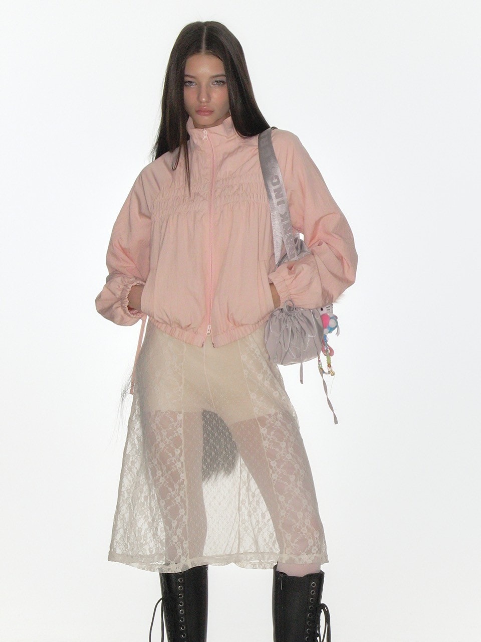 CRANK リボン　ウインドブレーカー CRANK】RIBBON SHIRRING WINDBREAKER | OUR BRAND,CRANK