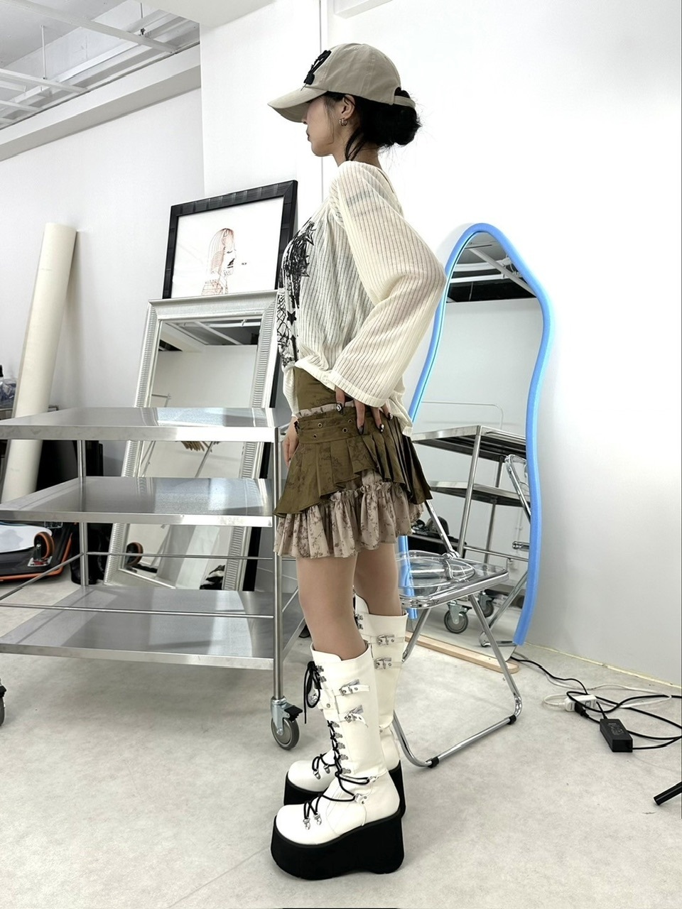 受注制【Never mind the XU】pleats layered skirt