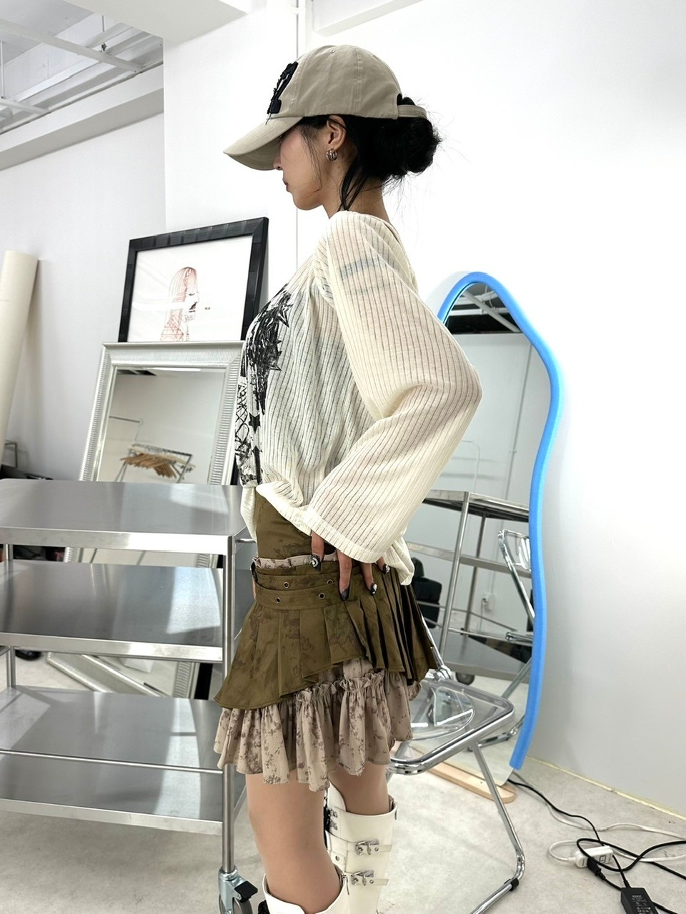 受注制【Never mind the XU】pleats layered skirt | OUR BRAND,Never