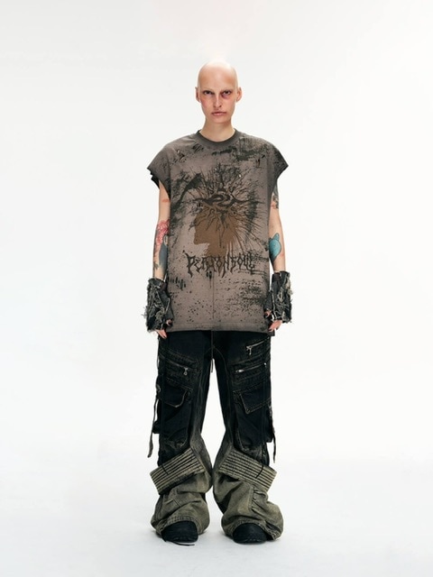 PERSONSOUL】Desert Distressed Denim Cargo Pants | OUR BRAND