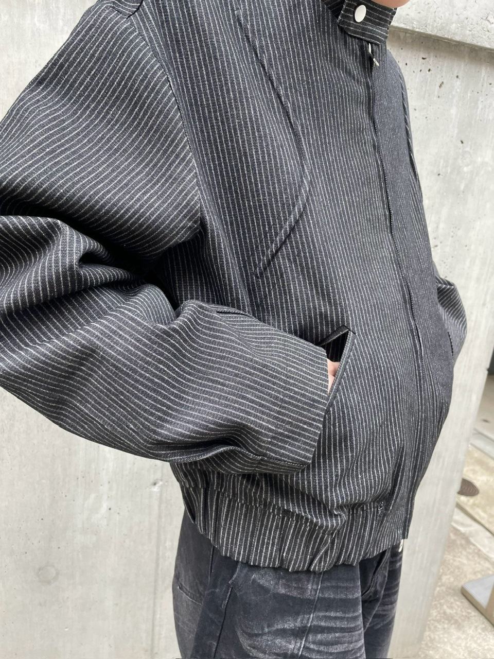 受注制【nmtc +】pin stripe denim jacket