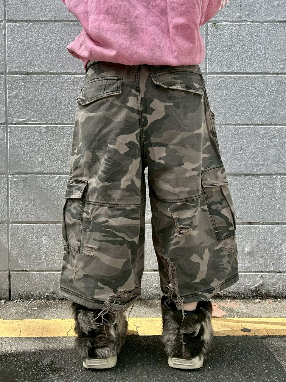 Never mind the XU】camouflage damage half pants (2color