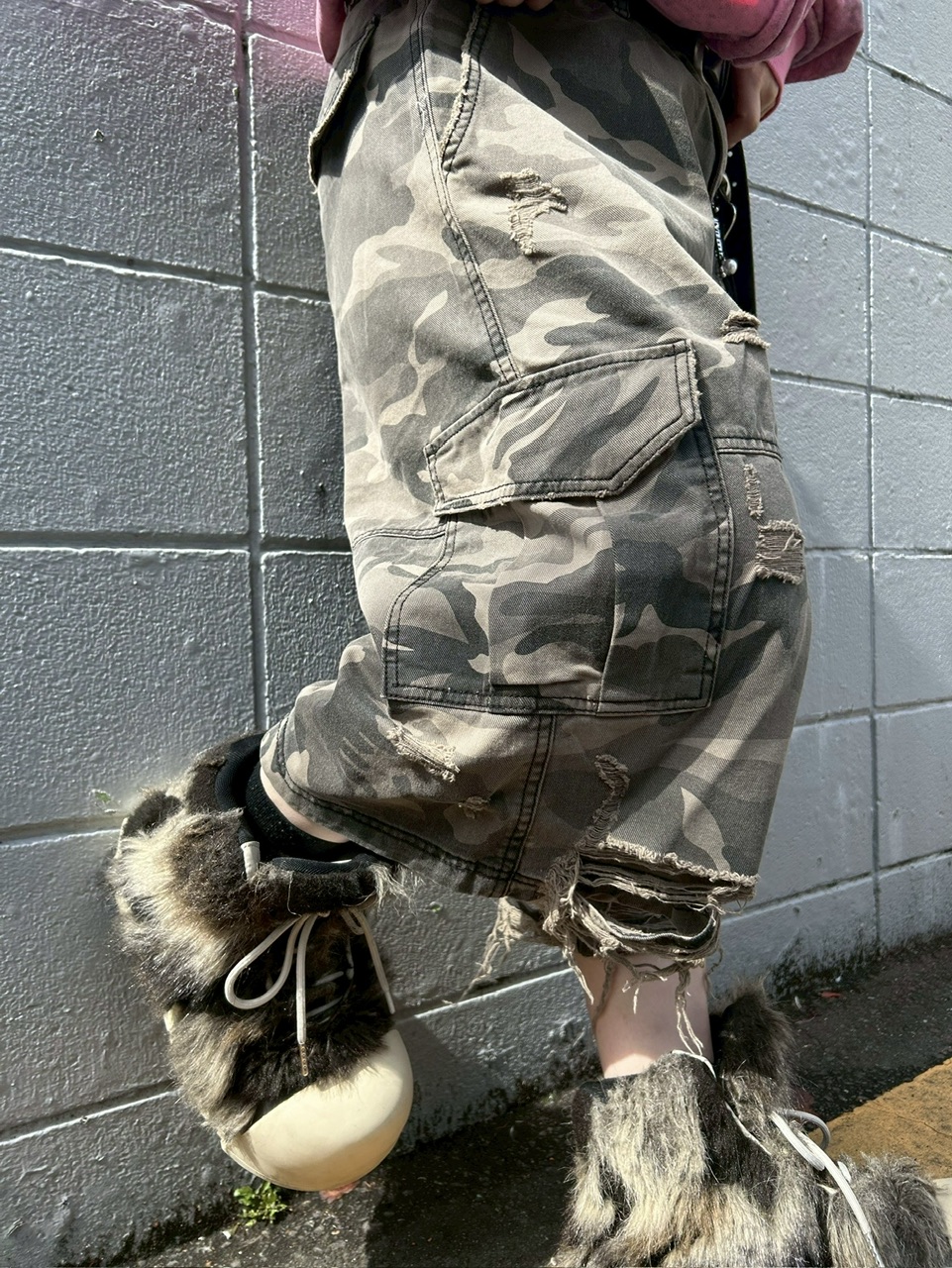 Never mind the XU】camouflage damage half pants (2color