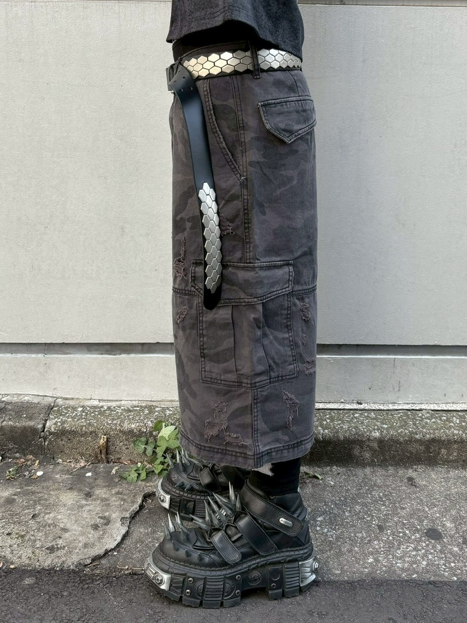 Never mind the XU】camouflage damage half pants (2color