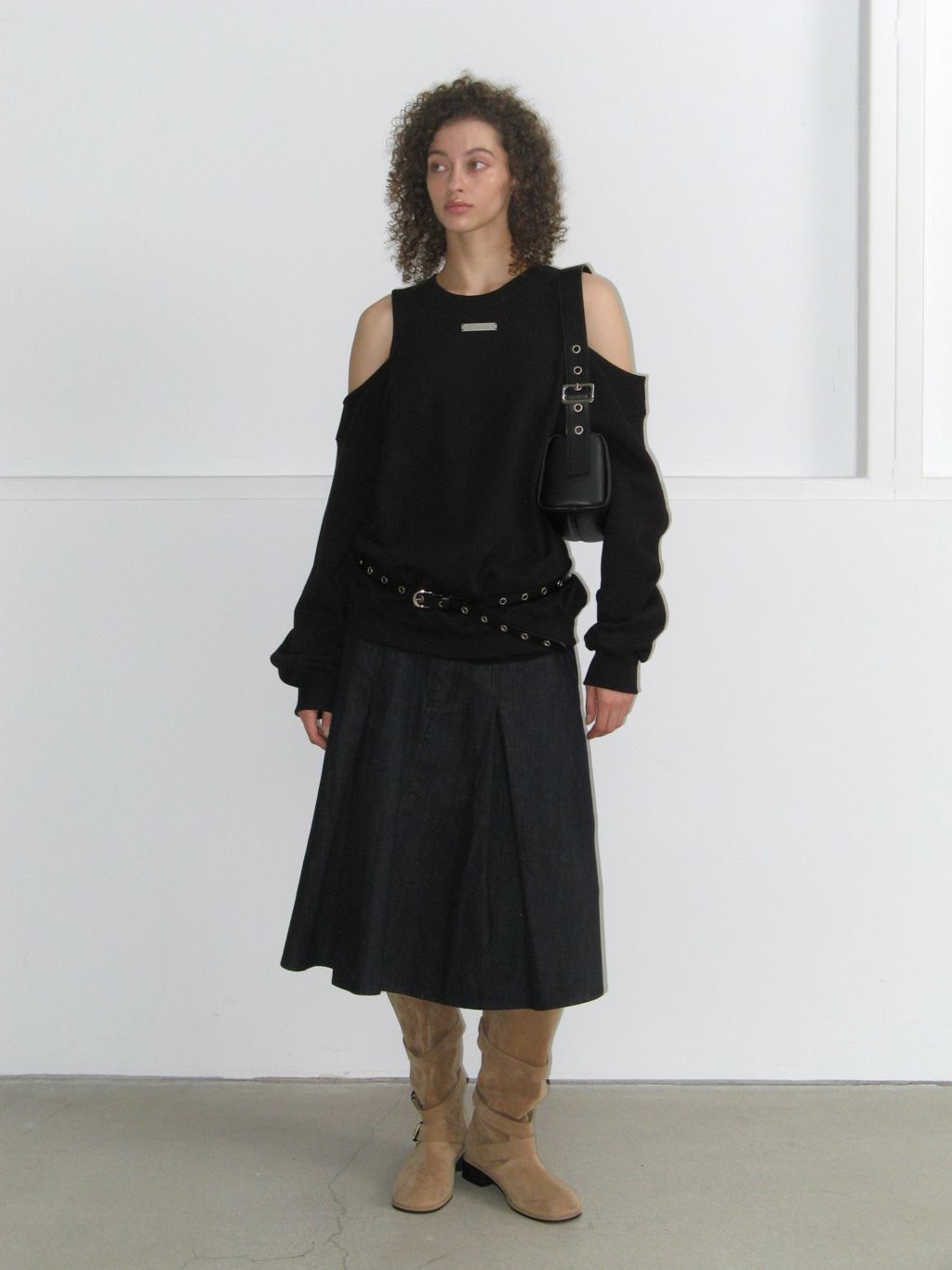 トートバッグ ROCKCAKE Square Leather Belt Shoulder Bag Black RC24BG00700 ROCK CAKE】Square Leather Belt Shoulder Bag | OUR BRAND,ROCK
