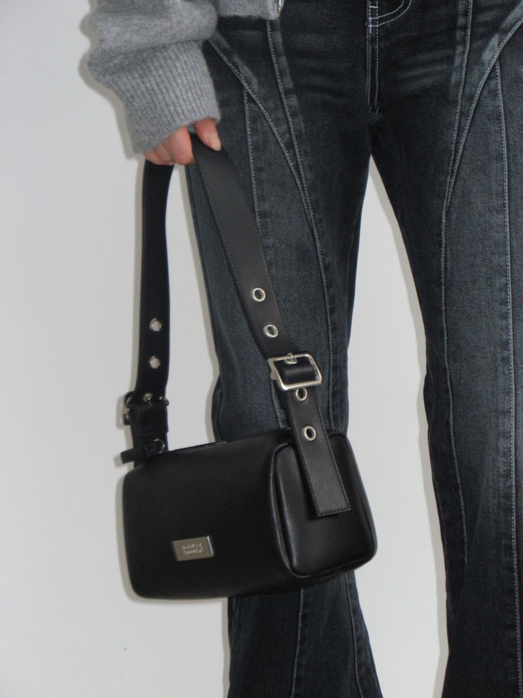 ★ROCKCAKE★ Square Leather Belt Shoulder Bag Black RC24BG0 ROCK CAKE】Square Leather Belt Shoulder Bag | OUR BRAND,ROCK