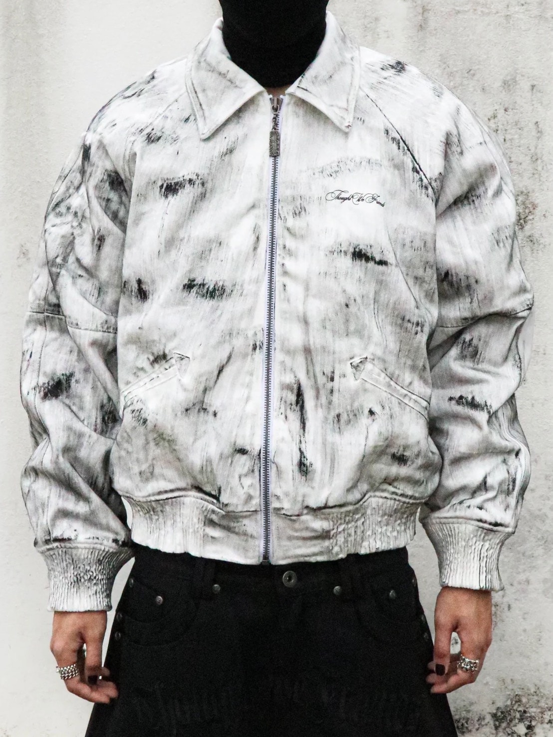 Thought We Friends】Bane Waxed Denim Varsity Jacket | OUR BRAND