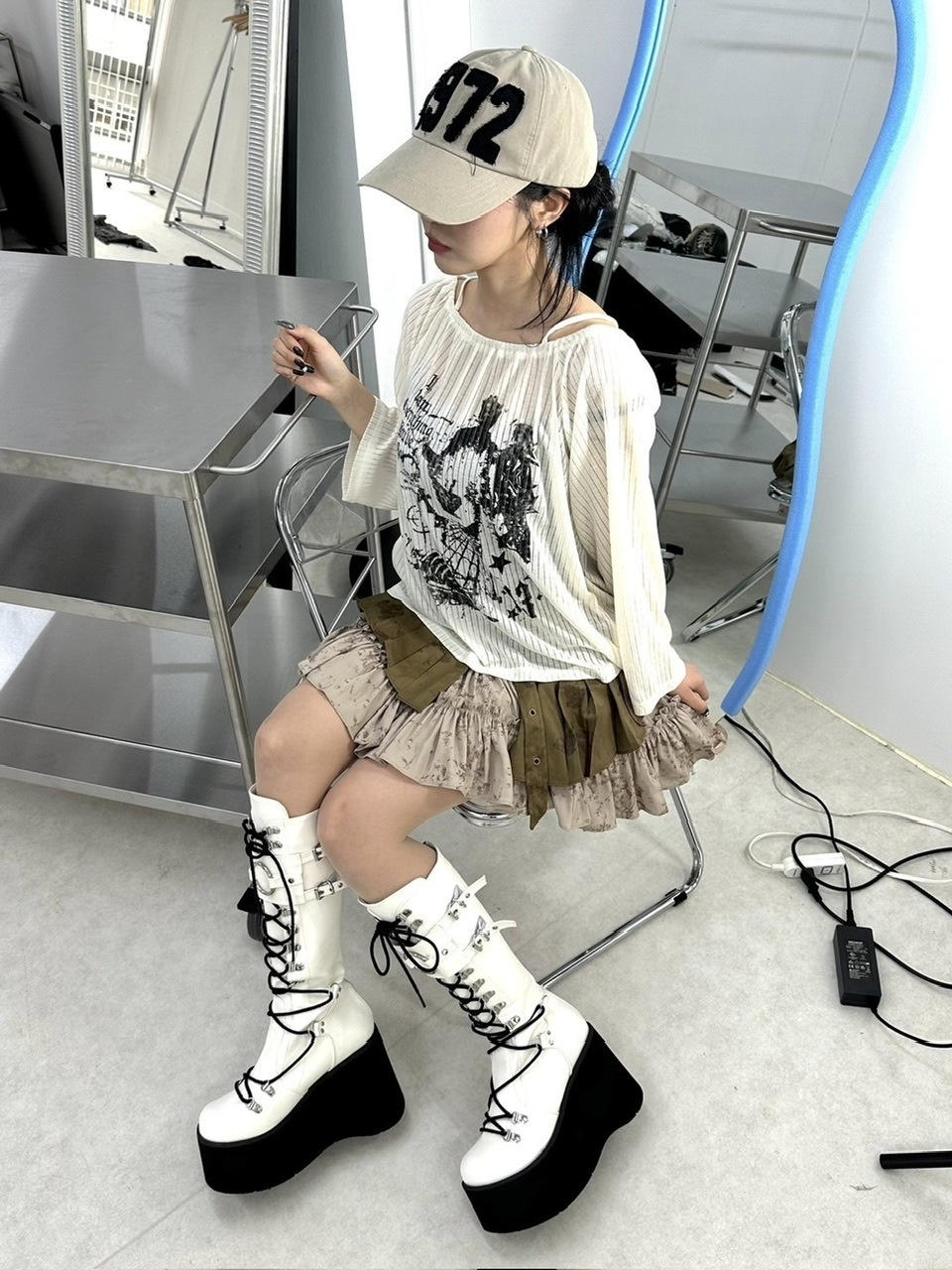 受注制【XU DOG】off shoulder mesh tops (2color)