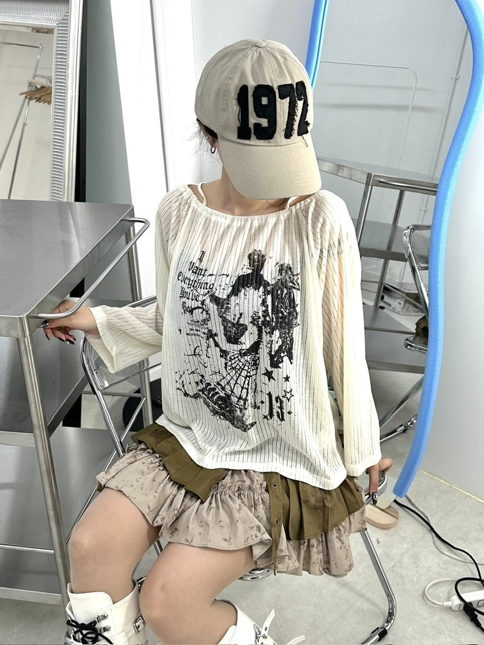 受注制【XU DOG】off shoulder mesh tops (2color)