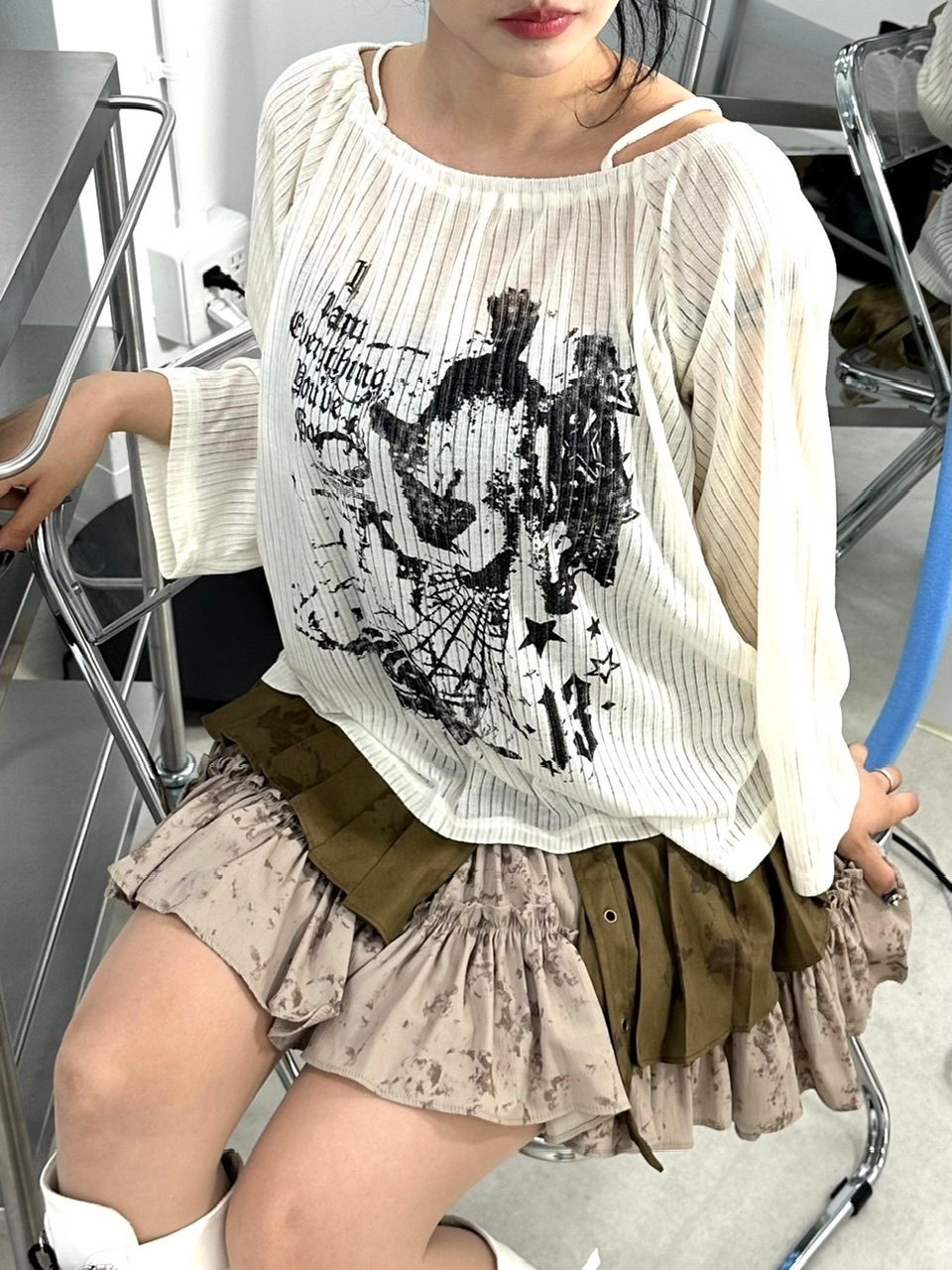 受注制【XU DOG】off shoulder mesh tops (2color)