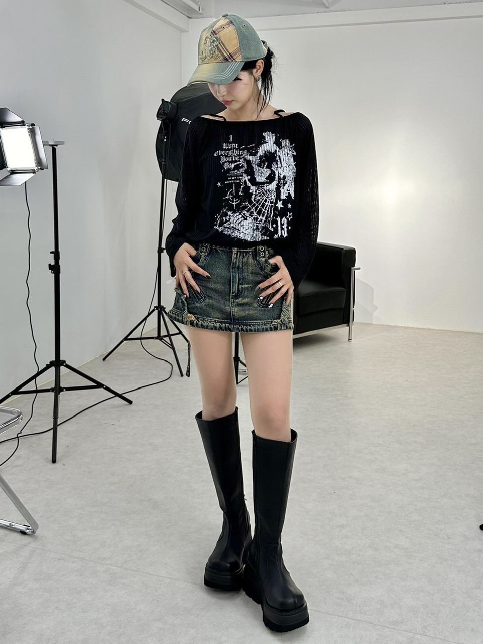 受注制【XU DOG】off shoulder mesh tops (2color)