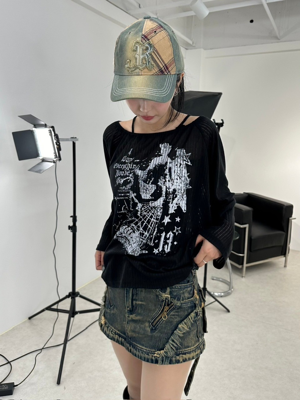 受注制【XU DOG】off shoulder mesh tops (2color)