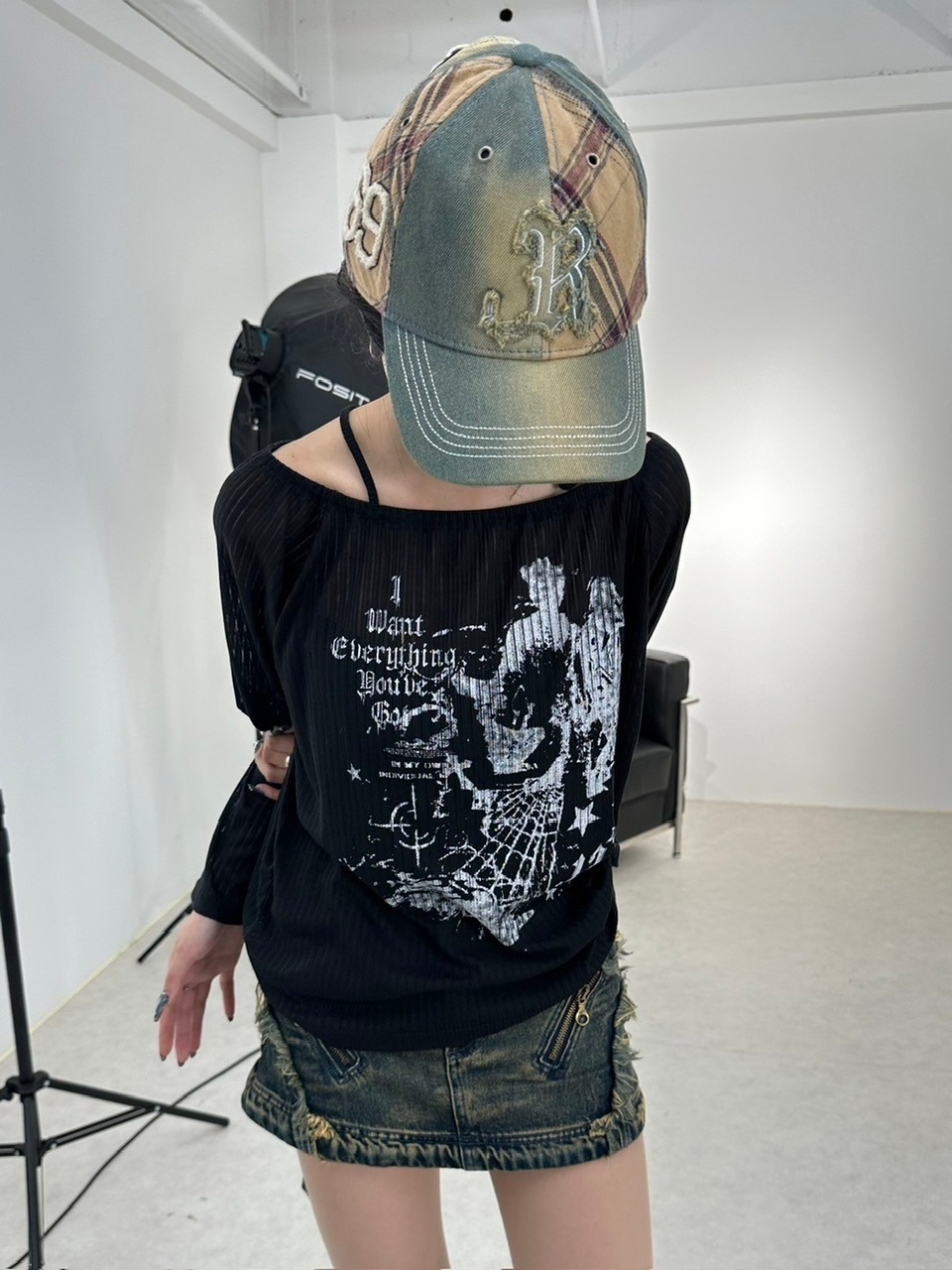 受注制【XU DOG】off shoulder mesh tops (2color)