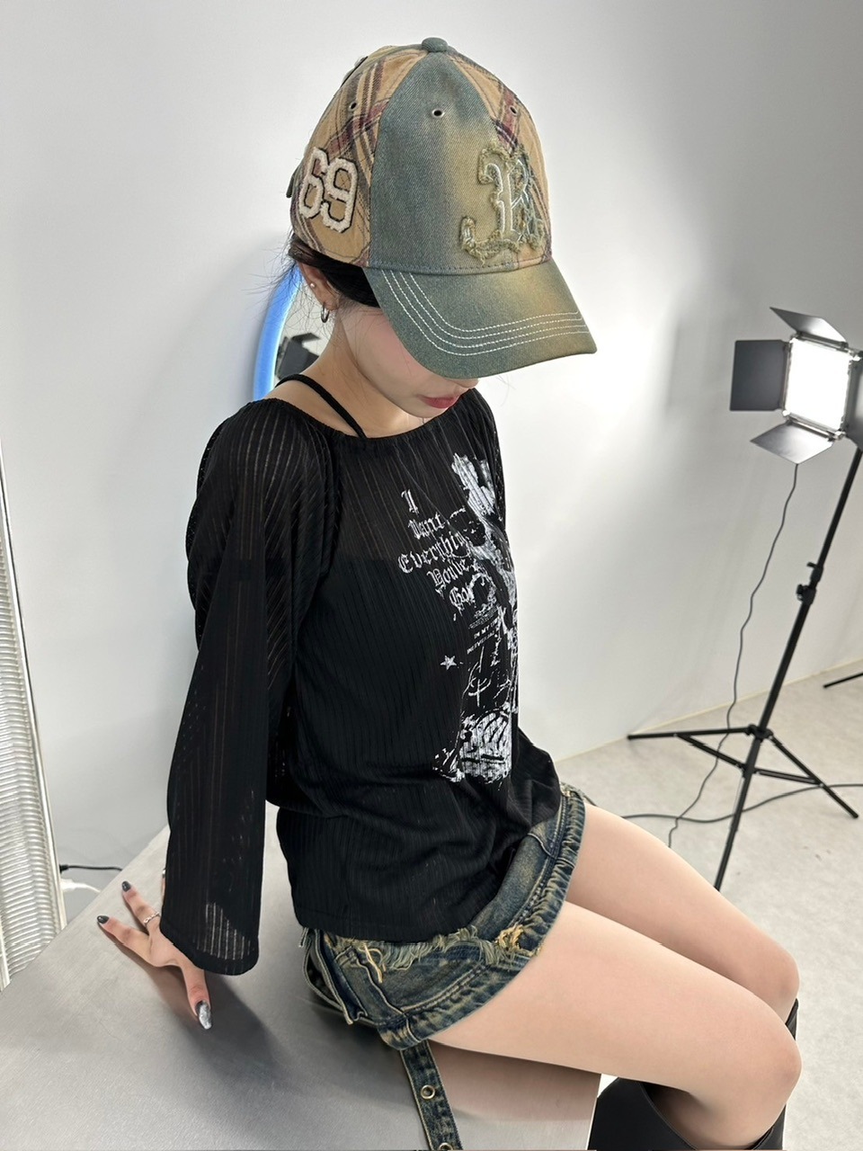 受注制【XU DOG】off shoulder mesh tops (2color)