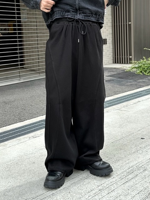 受注制【Chikashitsu +】curve stitch straight sweat pants (3color