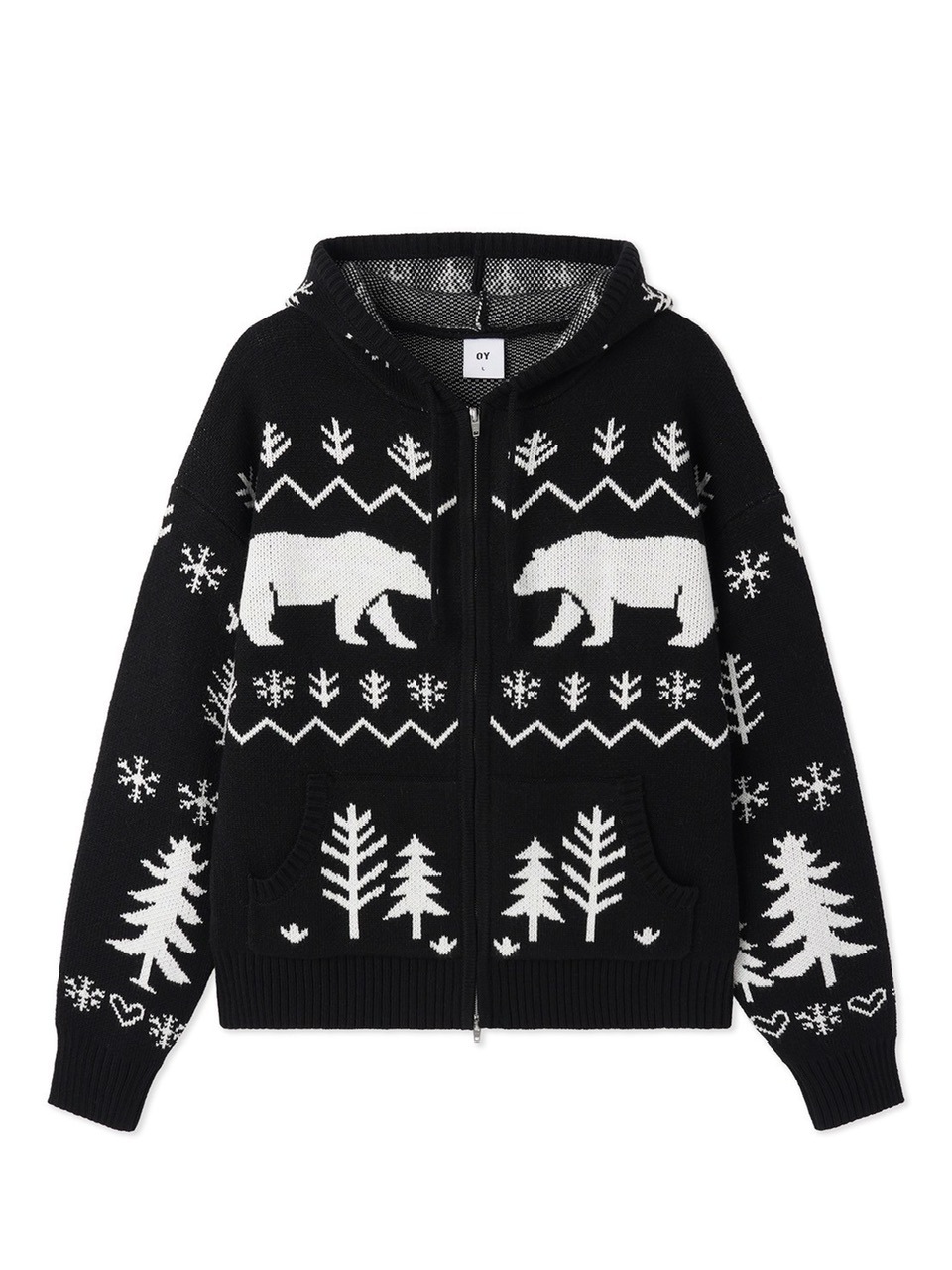 【OY】POLAR BEAR KNIT HOODIE ZIP UP