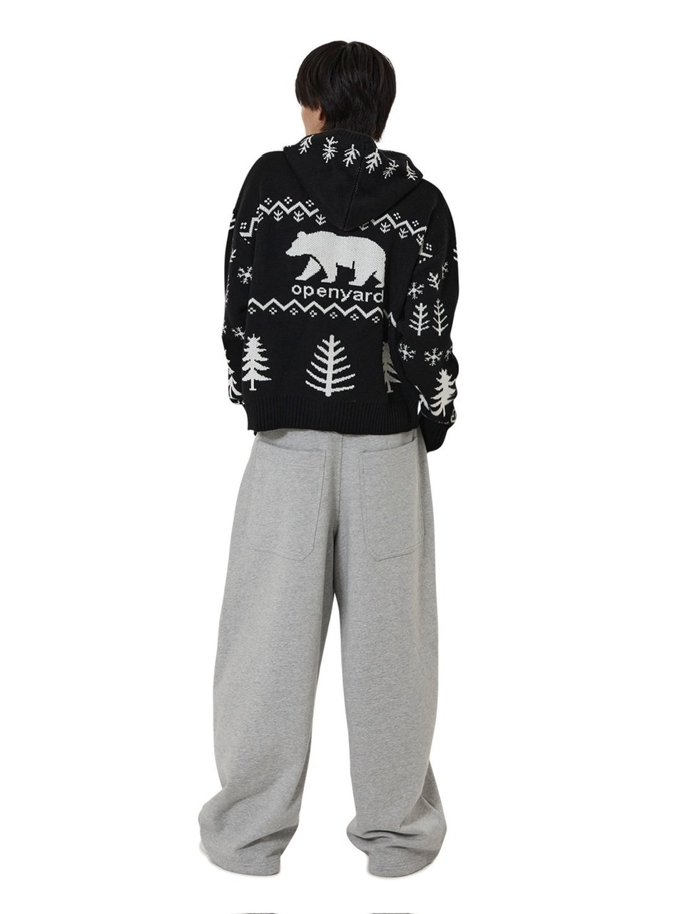 【OY】POLAR BEAR KNIT HOODIE ZIP UP