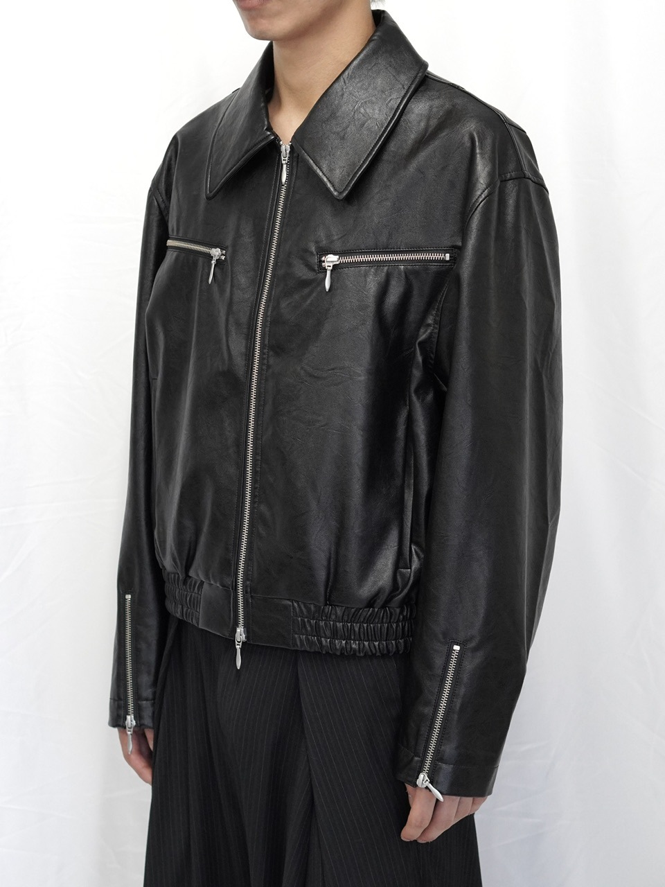 【CS】multi zip faded wash blouson (black) CS】multi zip faded wash blouson (black) | OUR BRAND,Chikashitsu +